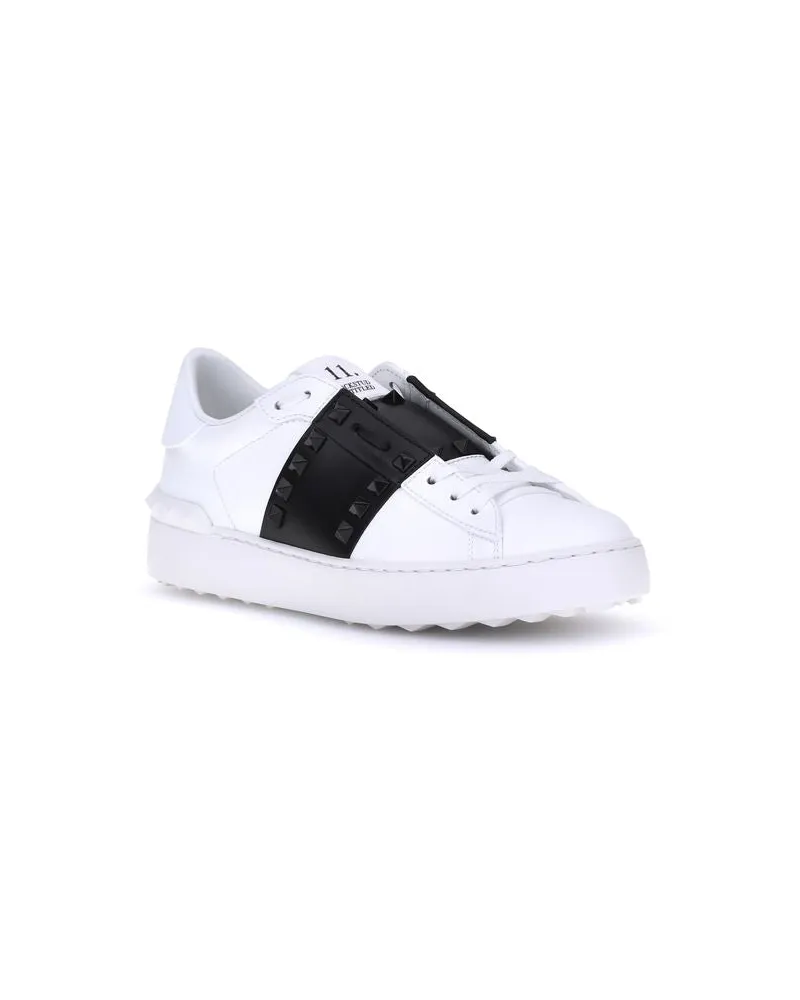 Valentino Garavani Women's White Calf Leather Bos Taurus Low Top Sneakers White