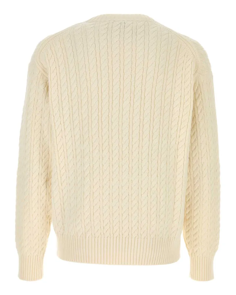 Kenzo Men White Cotton Blend Sweater Offwhite Exterior: Wool Maglieria White