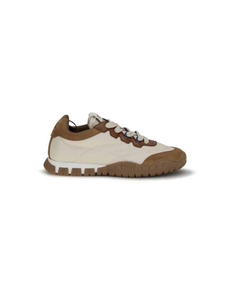 Miu Miu Women's Beige Polyamide Athletic Sneakers Beige