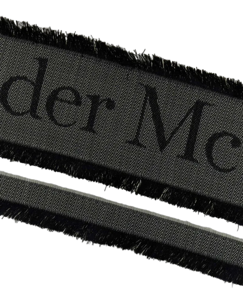 Alexander McQueen Ivoryblack Exterior: Wool Polyester Silk Sciarpe E Foulard Scarfs Ivory