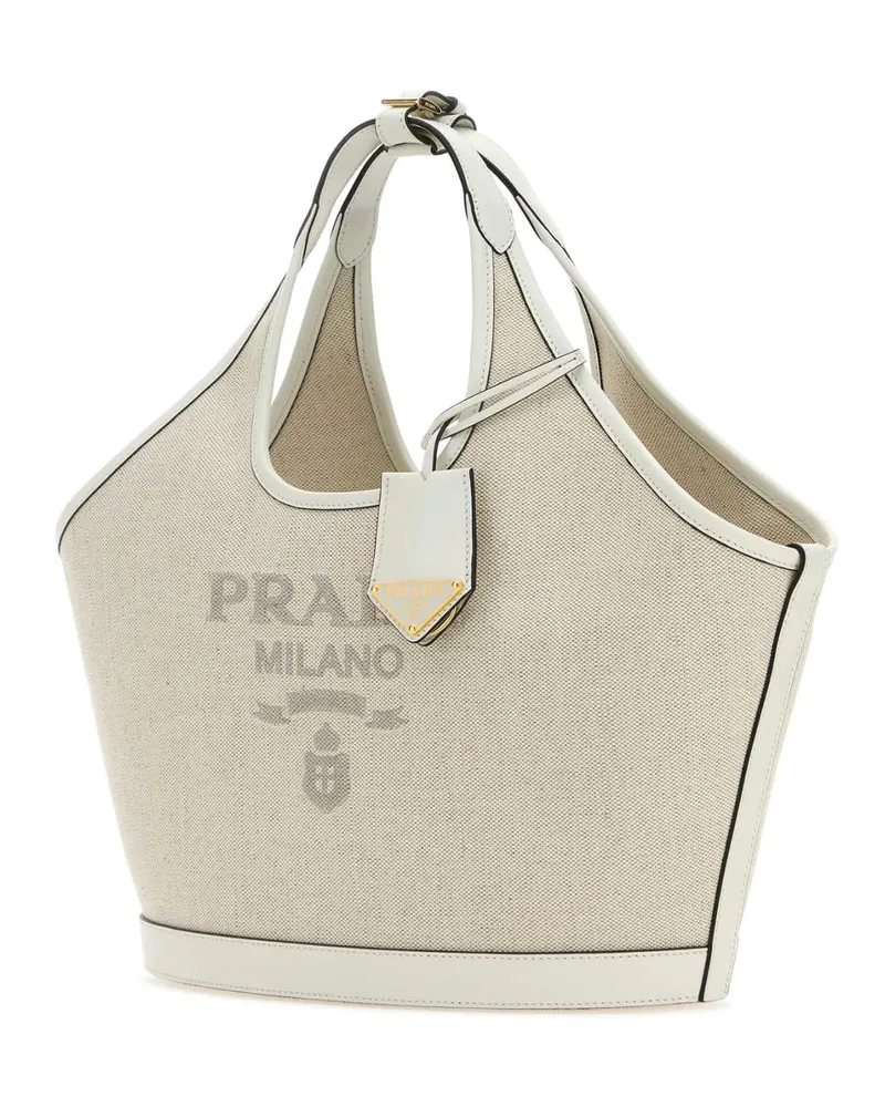 Prada Women's Sand Canvas Handbag Naturalebianco Borse A Mano Bag Beige