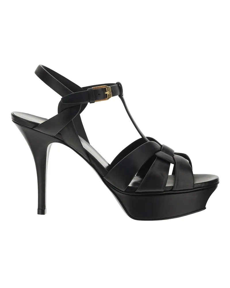 Saint Laurent Women's Leather Platform Sandals Nero Black
