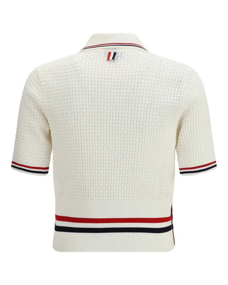 Thom Browne Men's Woven Cotton Polo White Shirts T-shirts And Polos White