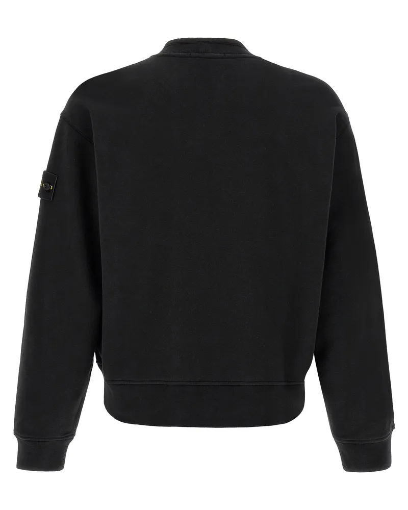 Stone Island Badge Logo Cotton Sweatshirt — Black Black