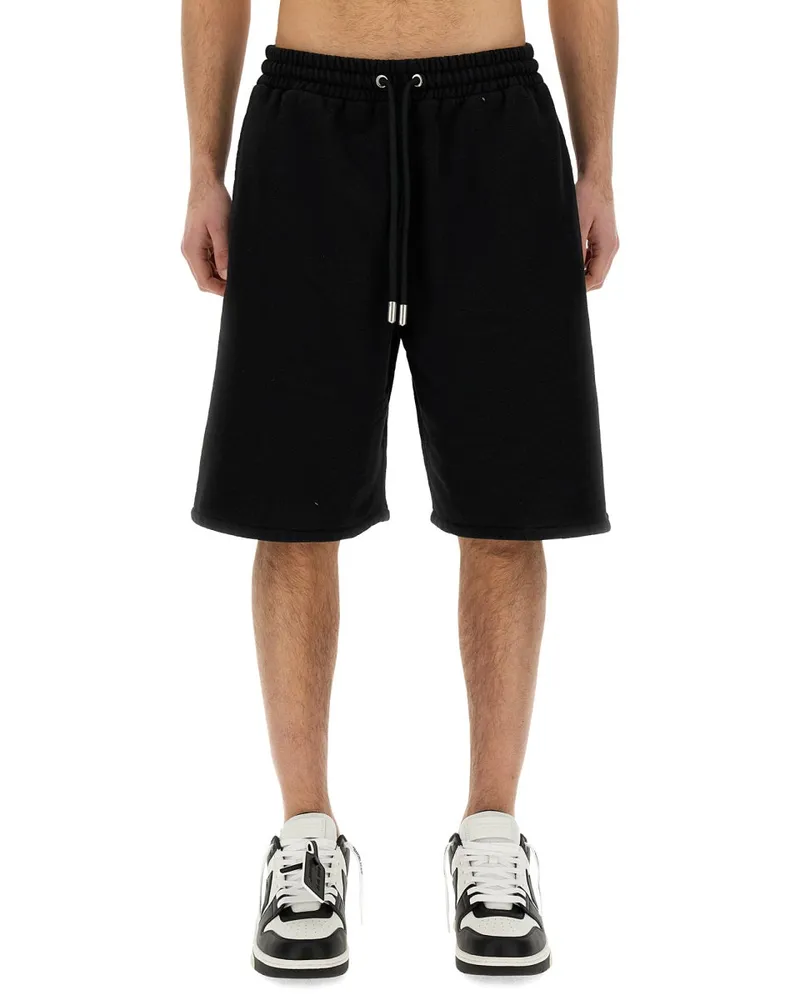 OFF-WHITE Logo-Embroidered Cotton Bermuda Shorts — Black Black