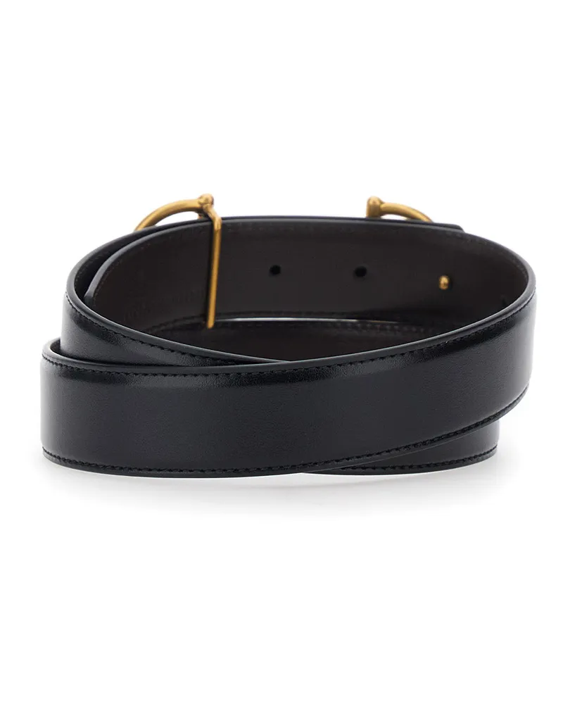 Gucci Men's Belt Reversible Leather Black Black