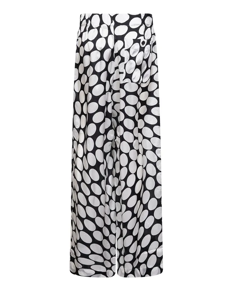 Dries van Noten Women's Wide-Leg Trousers Soft Ellipses Multicolour Viscose Black