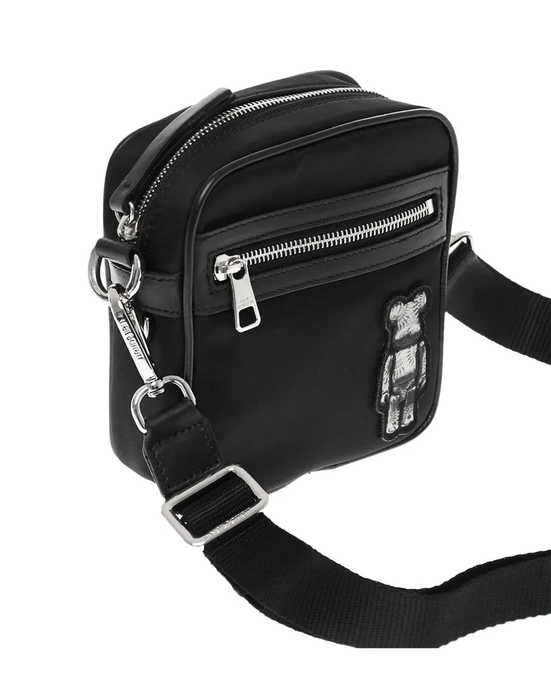 Neil Barrett Men's Bearbrick Logo Nylon Twill Crossboby Bag Black Black