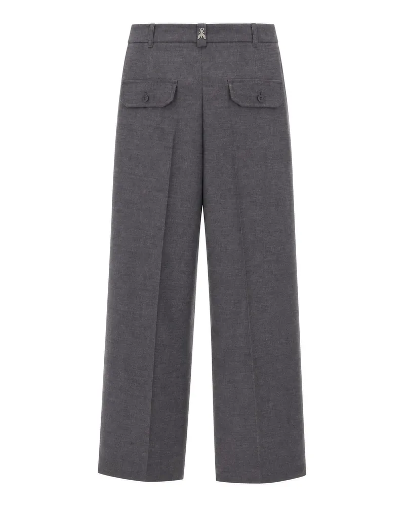Patrizia Pepe Tailored Grey Flannel Lyocell Trousers — Gray Gray