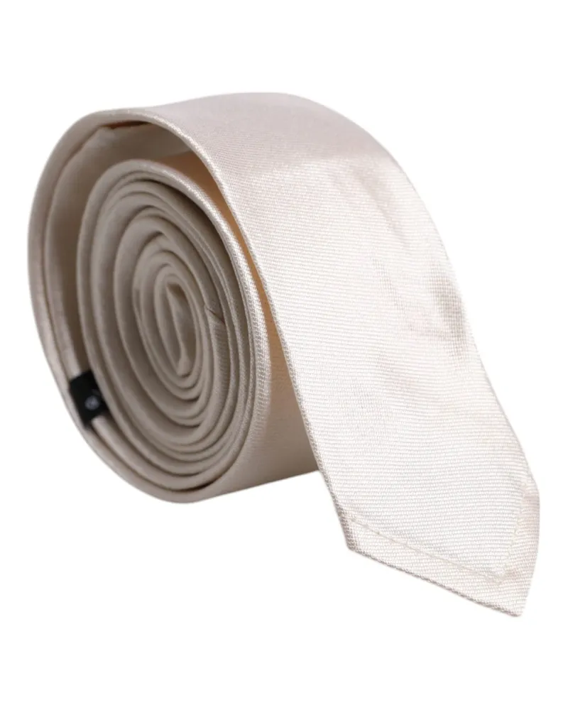 Dolce & Gabbana Men's White Solid Silk Adjustable Necktie Tie White