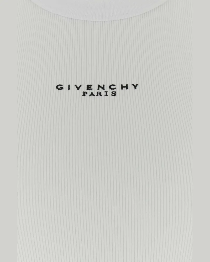 Givenchy Logo-Embroidered Ribbed Cotton Tank Top — White White