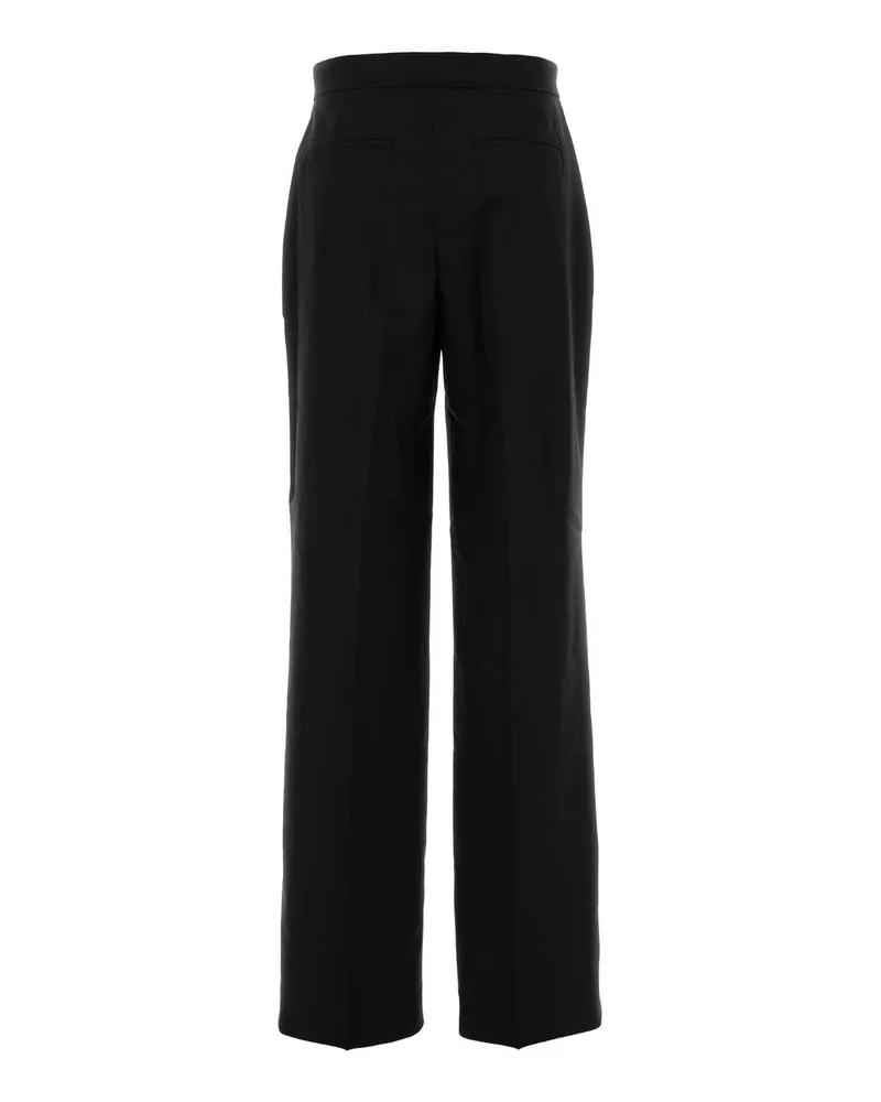 Tory Burch Women's Black Stretch Wool Wide-Leg Pant Shell : Polyester Pantaloni Trousers Black