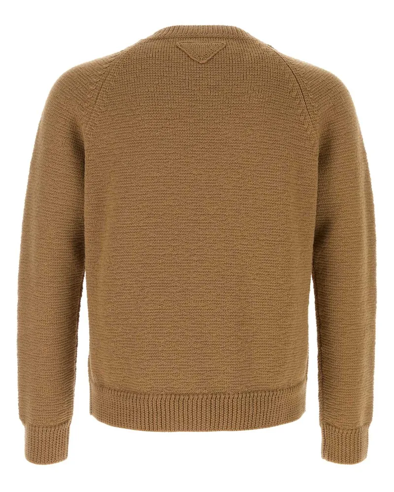 Prada Men's Biscuit Wool Sweater Cammello Exterior: Virgin Maglieria Beige