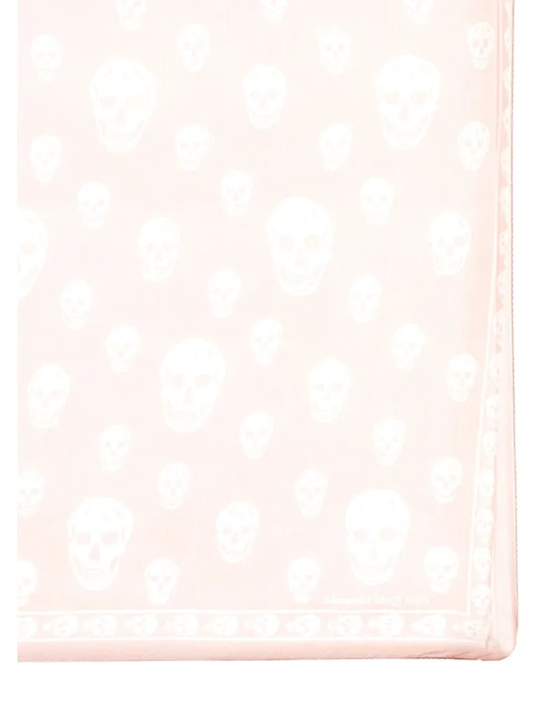 Alexander McQueen Hand-Sewn Skull Motif Silk Scarf — Pink Pink