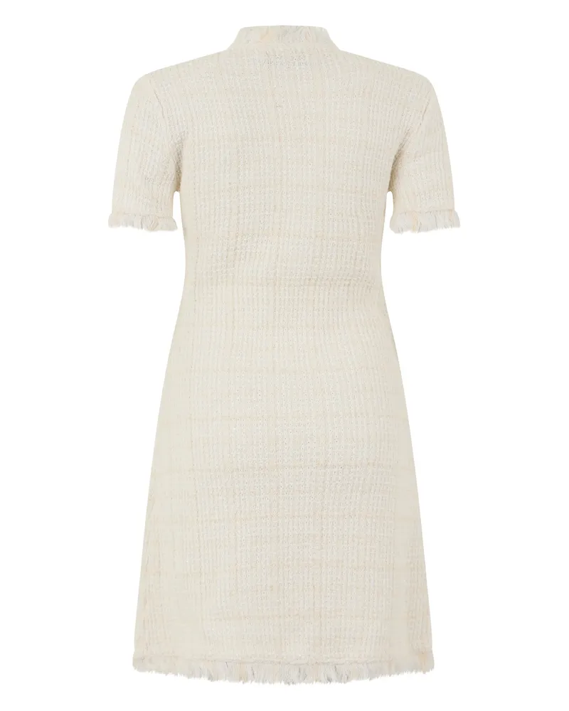 Self-Portrait Tweed Short Dress — Cream Cream