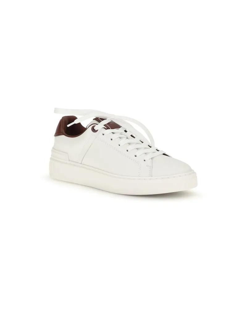 Balmain Women's White Calf Leather Bos Taurus Athletic Sneakers White