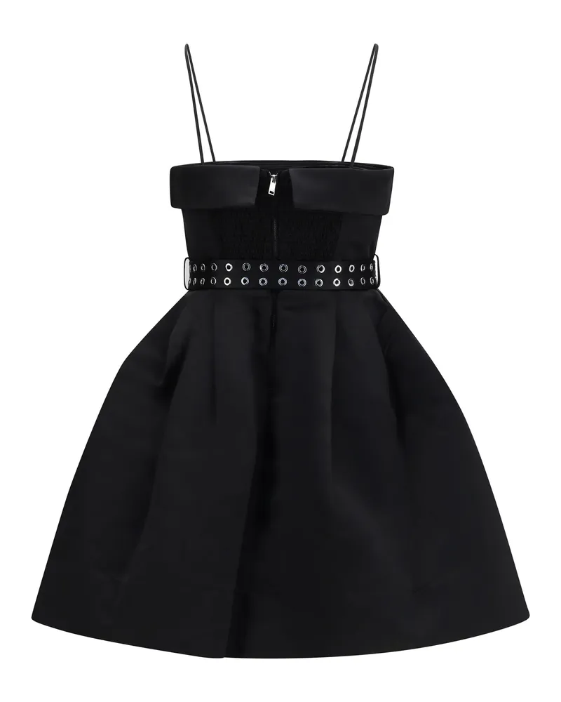 Ganni Women's Dress Short Satin Full Skirt Black Polyester Black