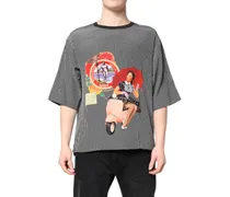 Graphic Print Silk T-Shirt — Black