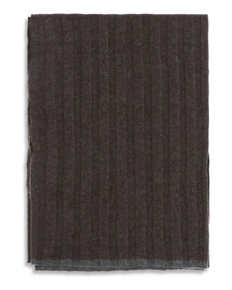 Brunello Cucinelli Men's Scarf Ribbed Cashmere Brown Scarfs Brown