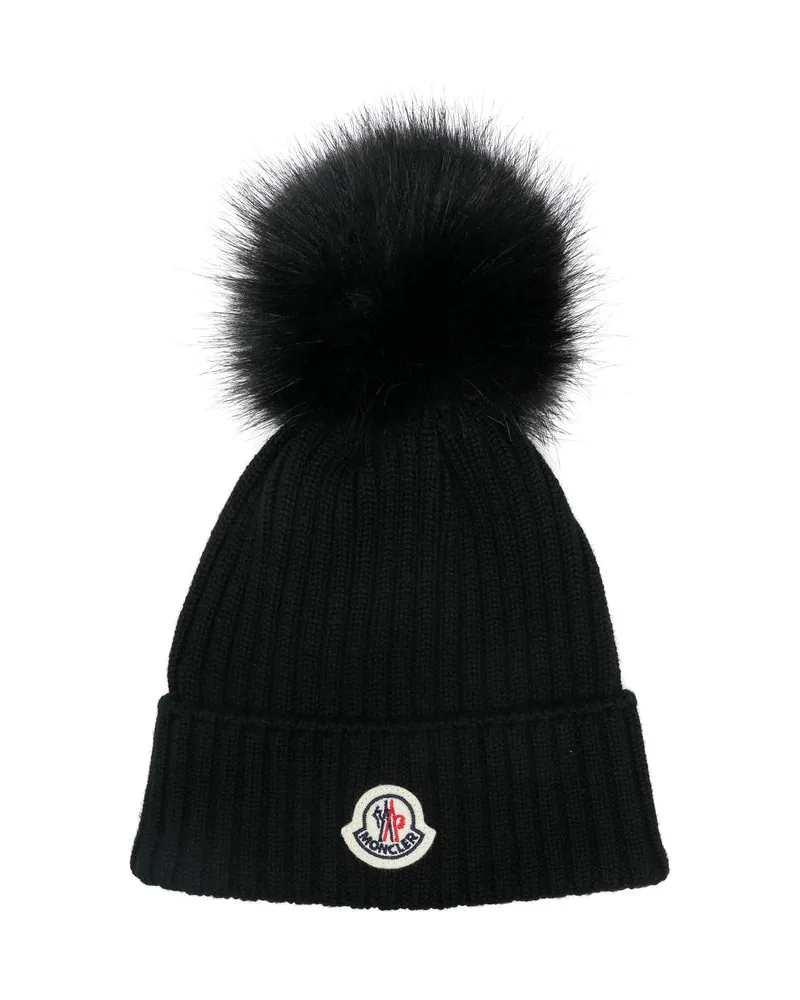Moncler M1131 Ribbed Merino Wool Beanie — Black Black