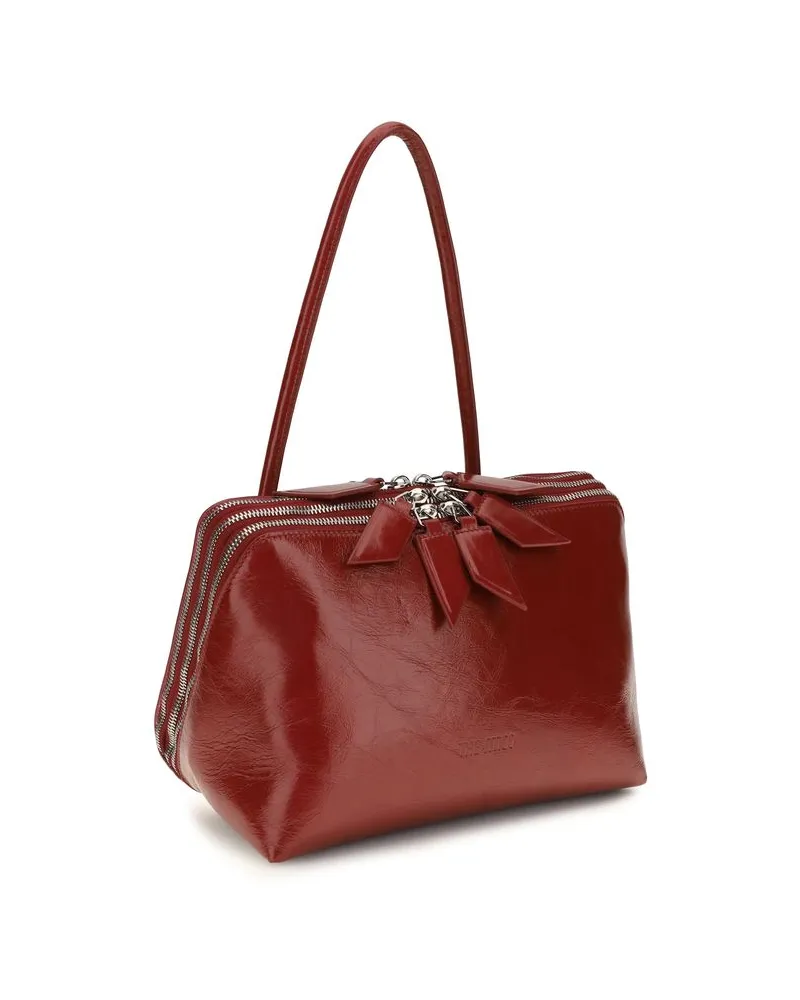 ATTICO Calfskin Leather Shoulder Bag — Red Red