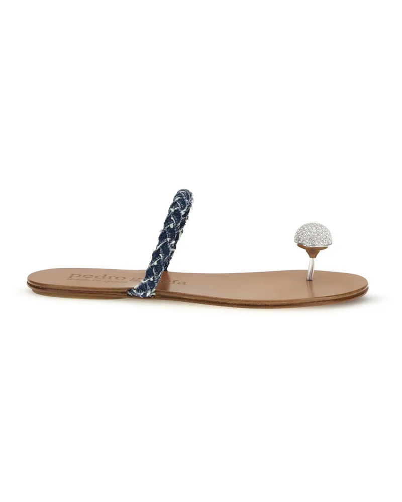Pedro Garcia Women's Sandals Jewel-Embellished Dark Denim Denim-Rhodium Crystal Calf Leather Denim/rhodium Navy