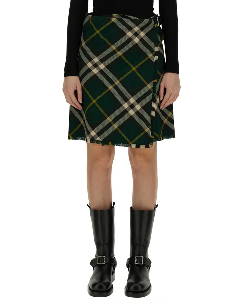 Burberry Wool Mini Skirt — Green Green