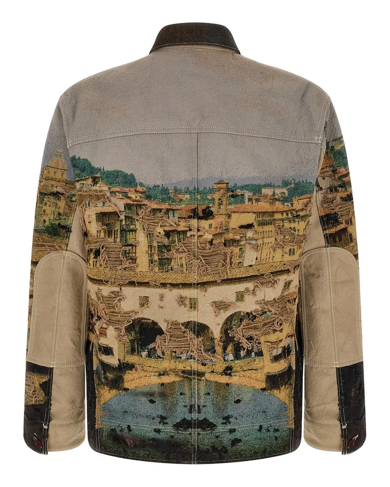 Junya Watanabe Jacquard Printed Jacket — Cream Cream