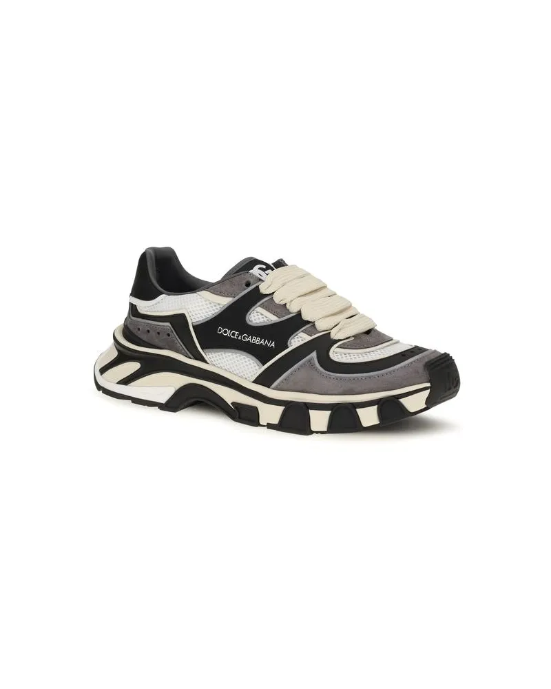 Dolce & Gabbana Men's Gray Calf Leather Bos Taurus Chunky Sneakers Gray