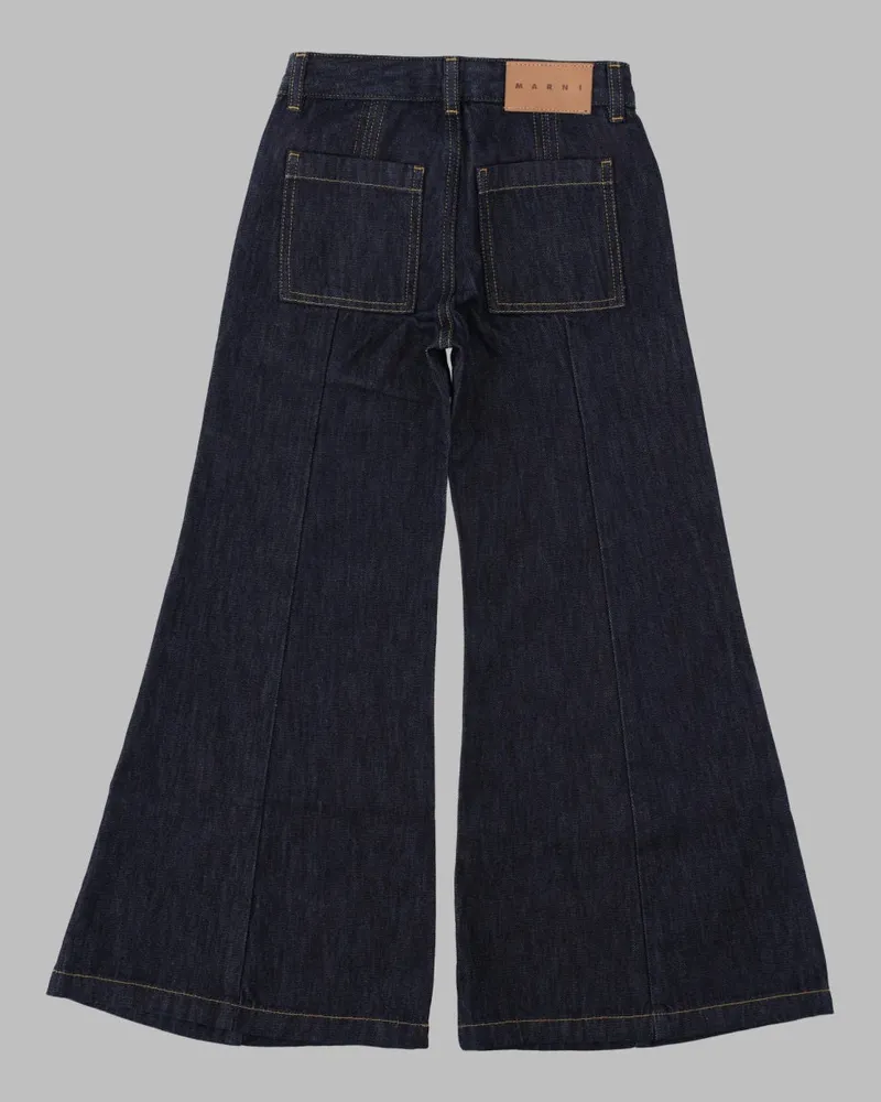 Marni Wide-Leg Cotton Jeans — Blue Blue