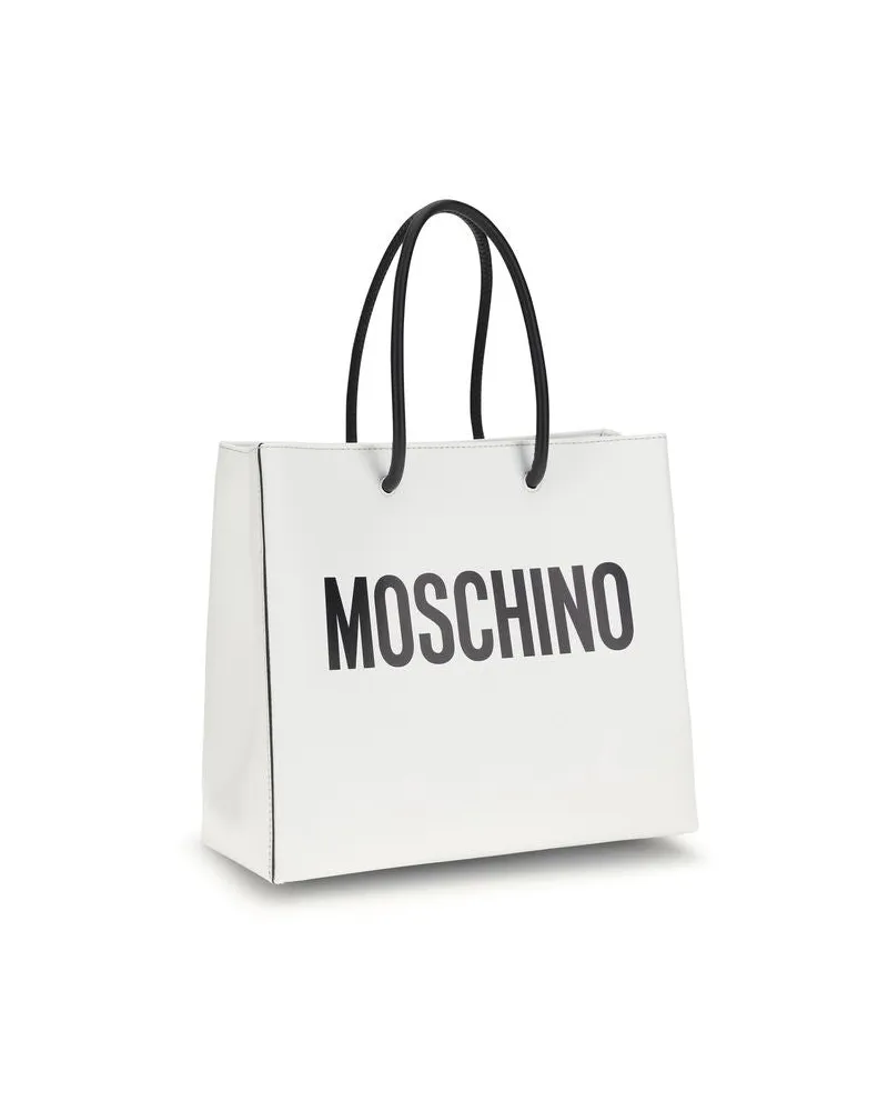 Moschino Women's White Calf Leather Bos Taurus Handbag Bag White