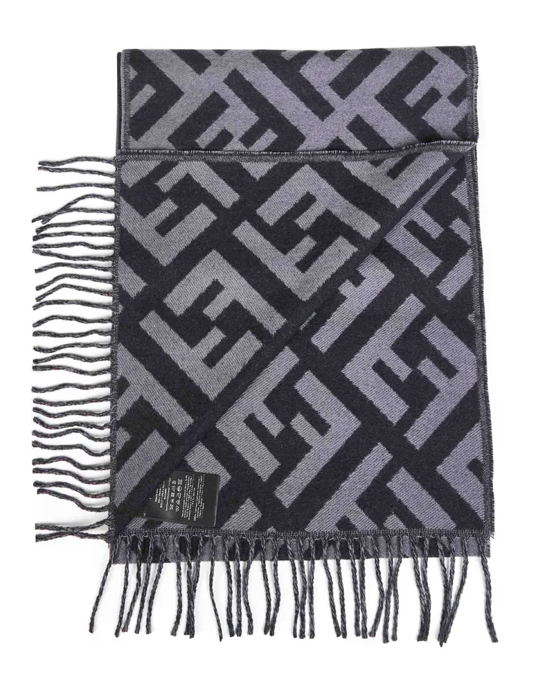 Fendi Men's Scarf Ff Cashmere Grey-Black Multicolour Scarfs Gray