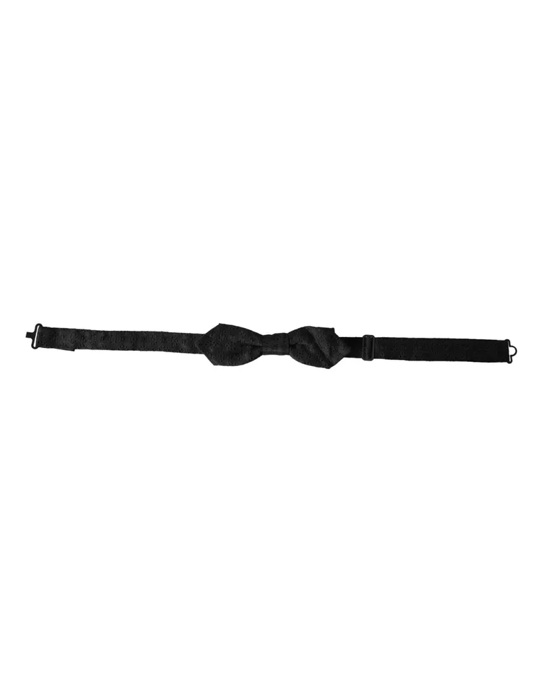 Dolce & Gabbana Black Silk Fantasy Adjustable Neck Men Bow Tie Black