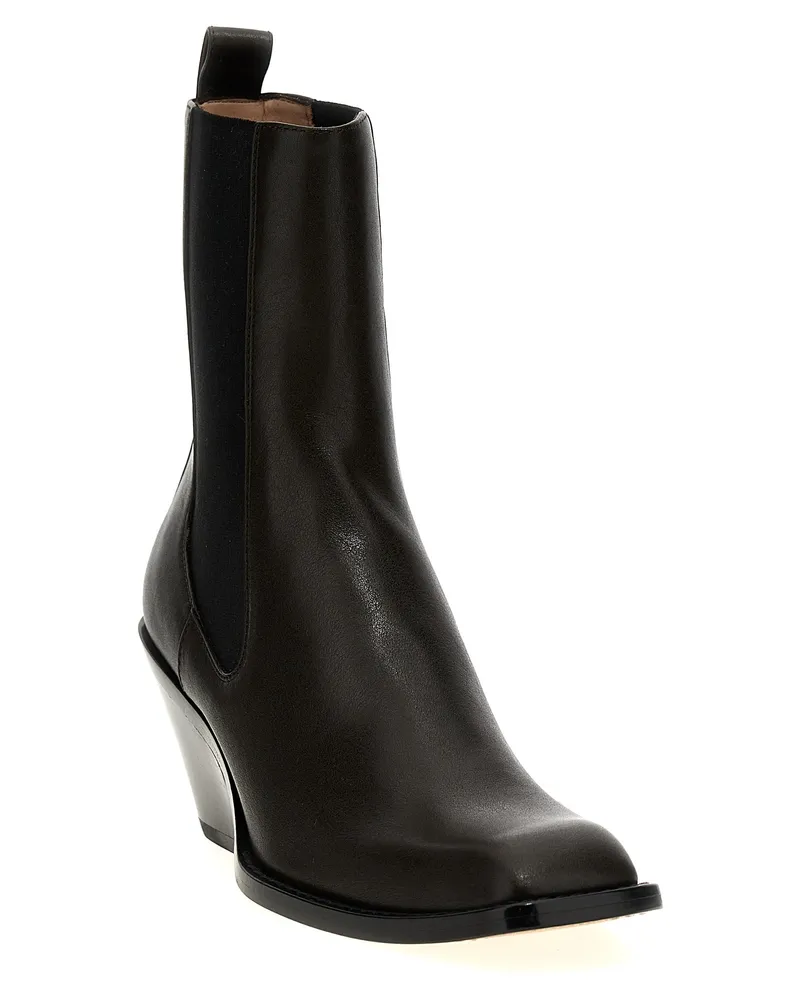 KHAITE Women's Brown Calfskin Chelsea Boots Black