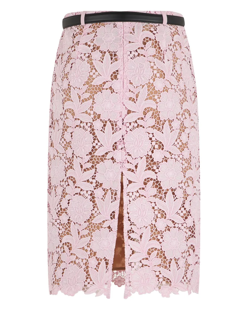 Self-Portrait Women's Lace Midi Skirt Pink Polyester Pink