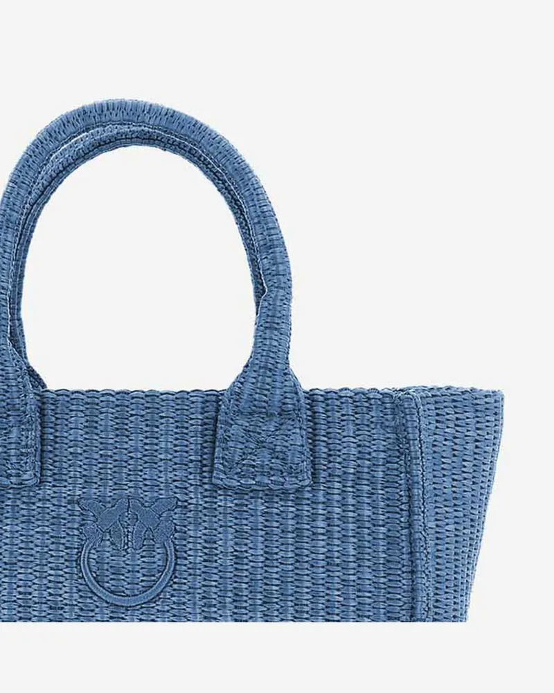 Pinko Women's Shopping Bag Raffia Light Blue Polypropylene Shoulder Blue