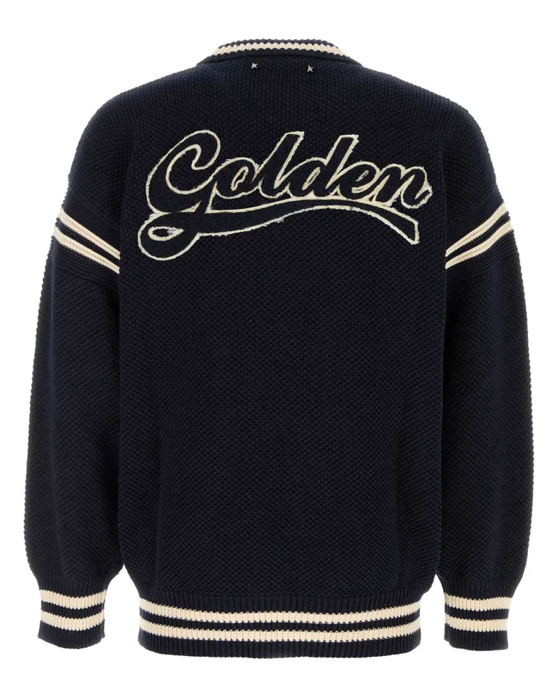 Golden Goose Men's Midnight Blue Cotton Oversize Sweater Darkblue Exterior: Felpe Navy