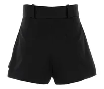 Tie-Waist Chino Shorts — Black