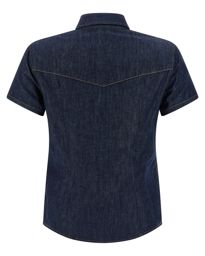 KHAITE Women Blue Cotton Blouse Navy