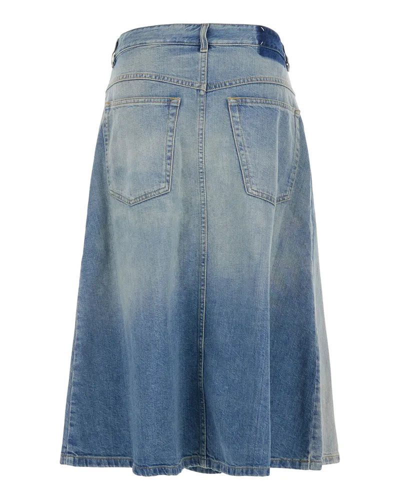 Maison Margiela Women's Midi Skirt Cotton Blue Blue