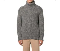 Cable-Knit Cashmere Sweater — Gray
