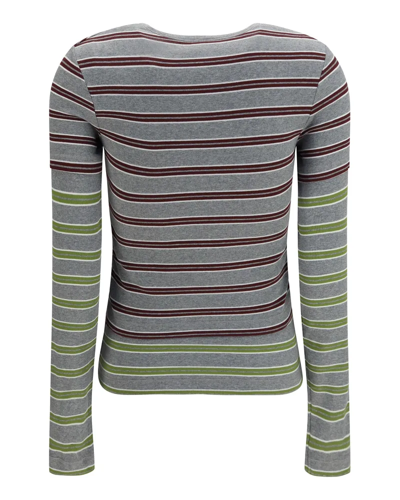 Ganni Double-Sleeve Striped T-Shirt — Multicolor Multicolor