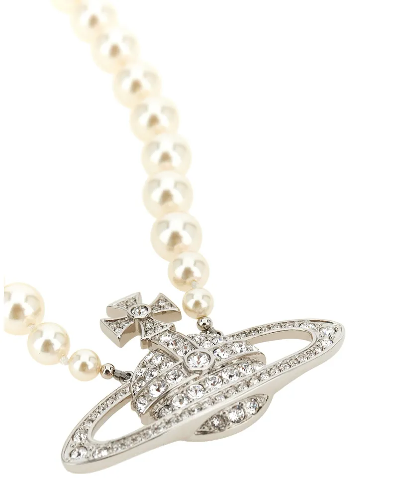 Vivienne Westwood Pearl and Crystal Orb Necklace — White White
