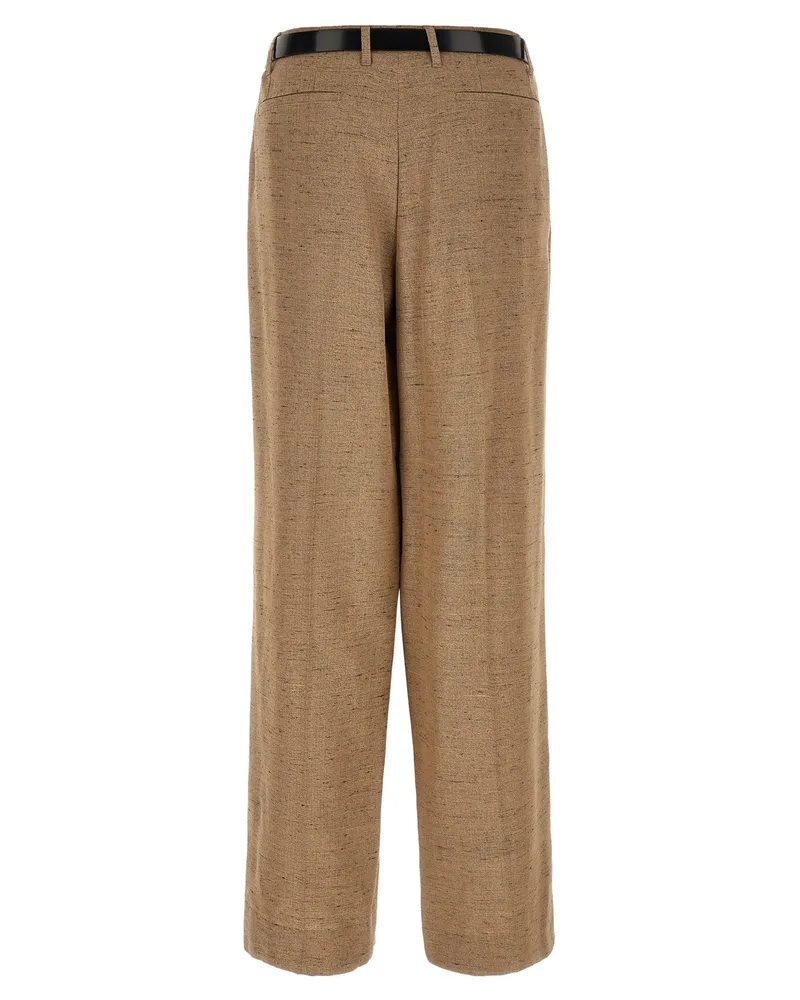 Dolce & Gabbana Tweed-Effect Linen Blend Trousers — Beige Beige