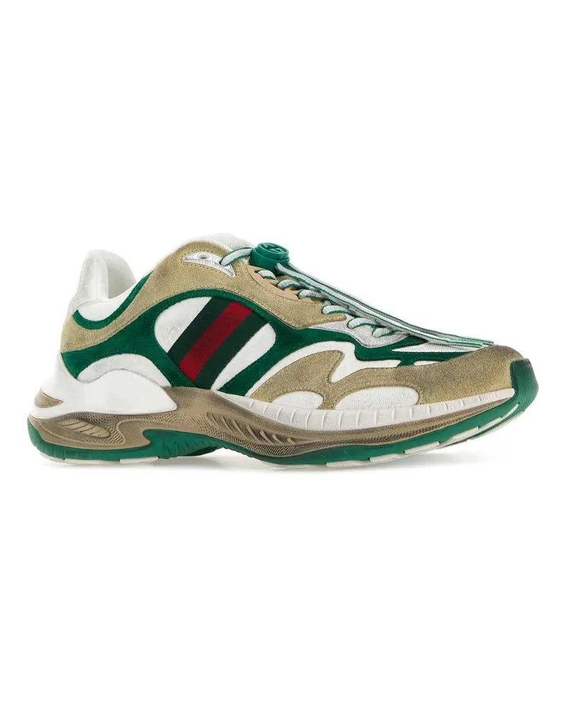Gucci Men's Multicolor Gg Fabric And Suede Sneakers Vangwlugrgwvrv Green