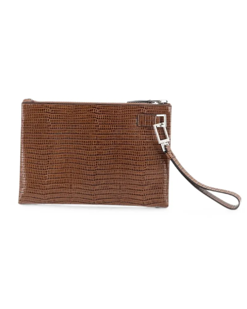 Tom Ford Men's Clutch Minimal Calfskin Beige Leather Bags Beige