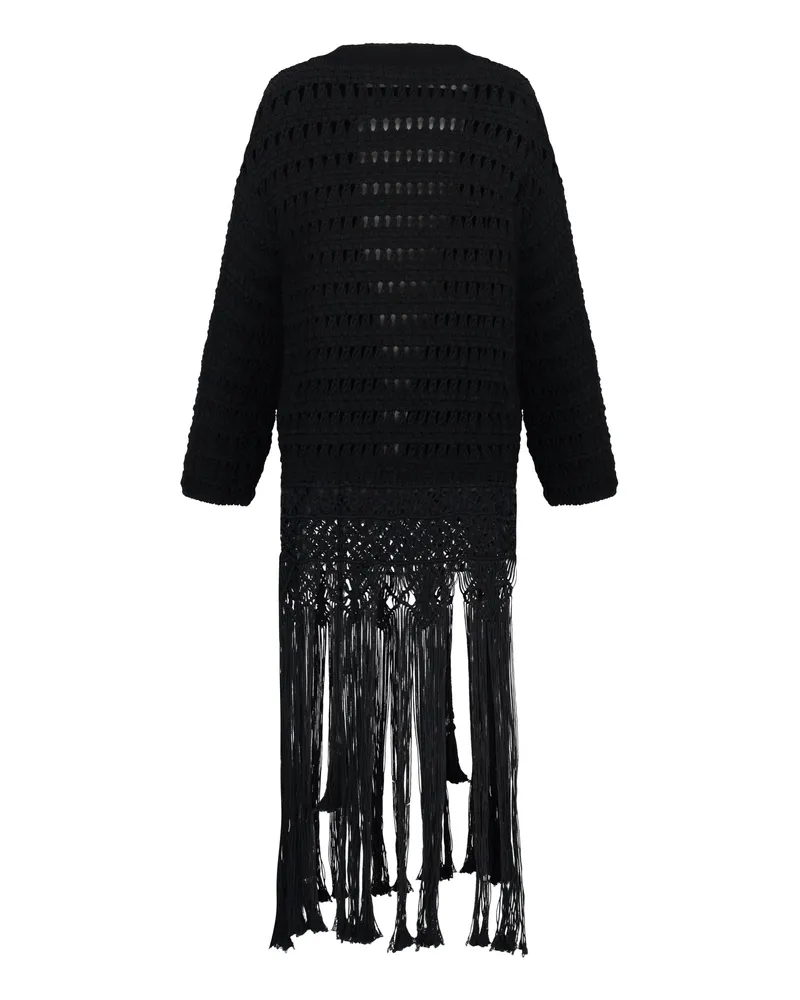 Alanui Women's Love Letter To India Cotton Cardigan Black Cardigans Sweater Black