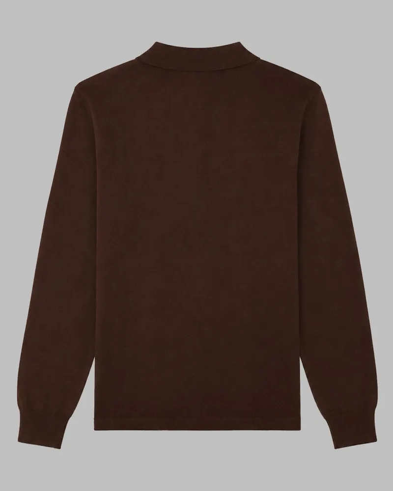ASPESI Virgin Wool Knit Polo Shirt — Brown Brown