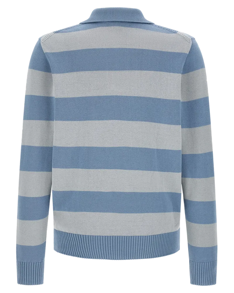 Lacoste Striped Cotton Polo Shirt — Blue Blue