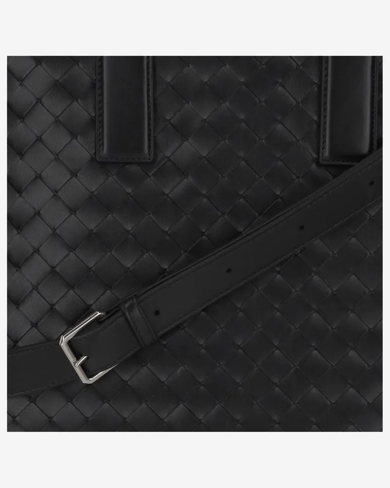 Bottega Veneta Men's Braided Tote Bag Black Calfskin Handbags Hand Black